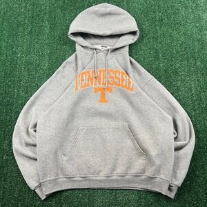 VTG Jerzees Tennessee Volunteers UT Hoodie Mens XL Gray 50/50 Fleece Boxy Y2K